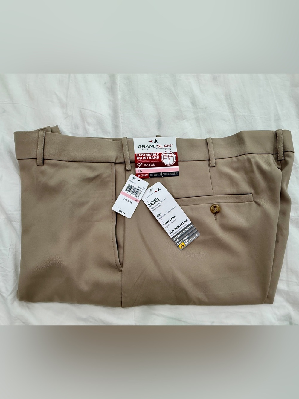 Grand Slam Men's Golf Shorts in Khaki Beige